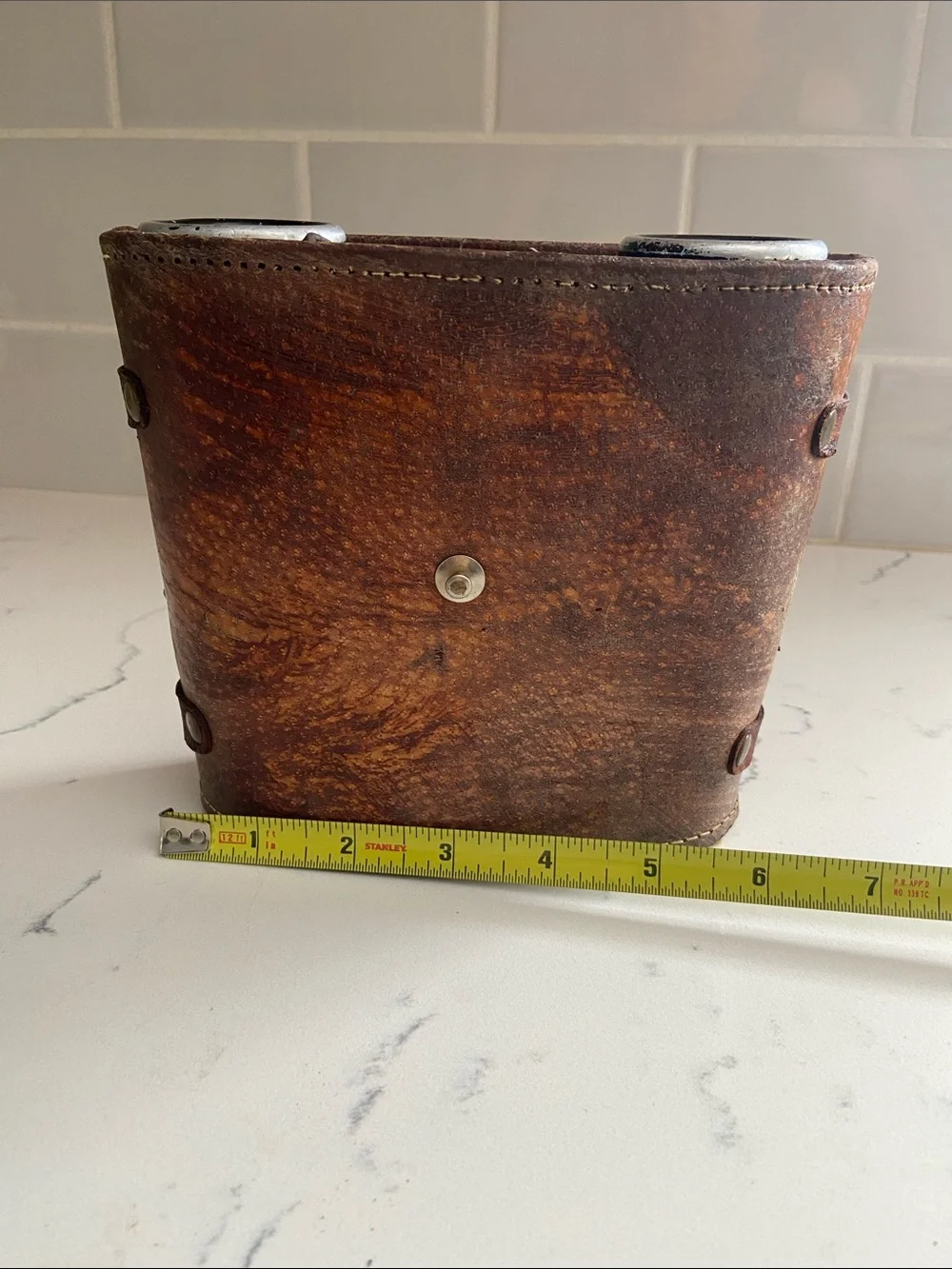 Vintage Skyline Schneider 7x35 Binoculars Germany Leather Case Working